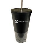WindowStill Black Stainless Steel Tumbler with Straw