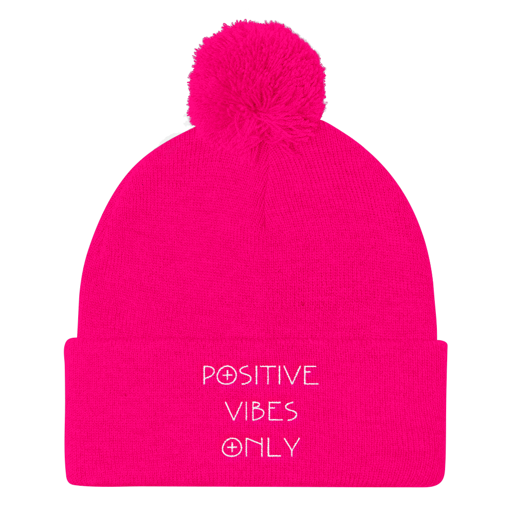 Positive Vibes Only Pom Pom Skully
